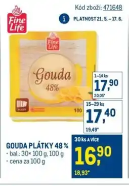 Makro Fine Life Gouda plátky 48% nabídka