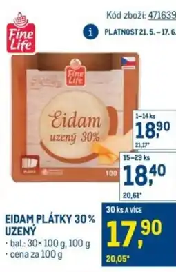 Makro Fine Life Eidam plátky 30% uzený nabídka