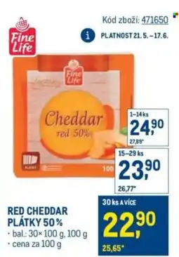Makro Fine Life Red cheddar plátky 50% nabídka