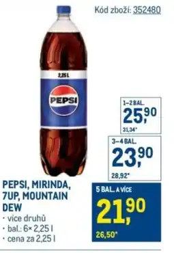 Makro PEPSI, MIRINDA, 7UP, MOUNTAIN DEW nabídka