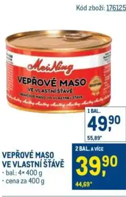 Makro Vepřové maso ve vlastní šťávě nabídka