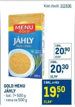 Makro Gold menu jáhly nabídka