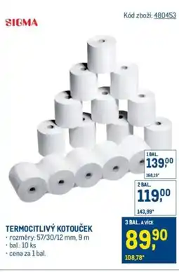 Makro SIGMA Termocitlivý kotouček nabídka