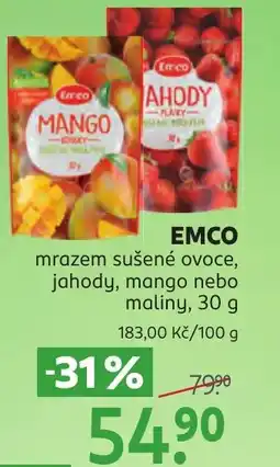 Rossmann EMCO mrazem sušené ovoce, jahody, mango nebo maliny nabídka