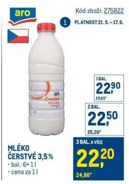 Makro Mléko čerstvé 3,5 % nabídka