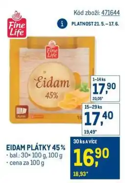 Makro Eidam plátky 45% nabídka