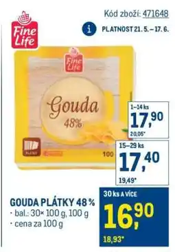 Makro Gouda plátky 48 % nabídka