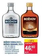 Makro Božkov Vodka 37,5 %, Božkov Originál 37,5 % nabídka