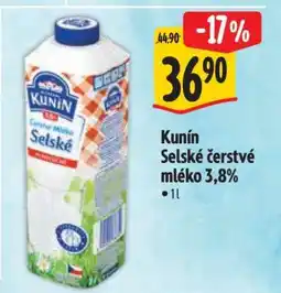 Albert Kunín Selské čerstvé mléko 3,8% nabídka