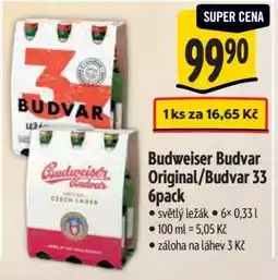 Albert Budweiser Budvar Original/Budvar 33 6pack nabídka