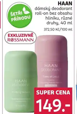 Rossmann HAAN dámský deodorant roll-on bez obsahu hliníku nabídka
