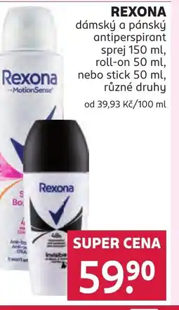 Rossmann REXONA dámský a pánský antiperspirant nabídka