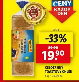 Lidl Celozrnný toastový chléb nabídka