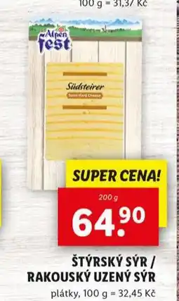 Lidl Štýrský sýr / rakouský uzený sýr nabídka