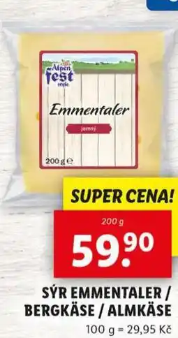 Lidl Sýr emmentaler / bergkäse / almäse nabídka