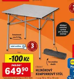 Lidl Hliníkový kempinkový stůl nabídka