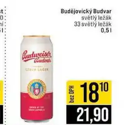 Jip Budějovický Budvar světlý ležák 33 světlý ležák 0,5l nabídka