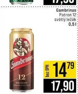 Jip Gambrinus Patron 12 světlý ležák 0,5l nabídka