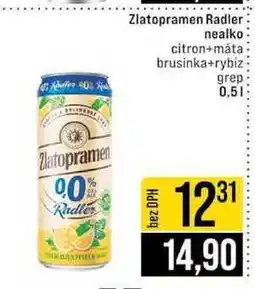 Jip Zlatopramen Radler nealko citron+máta brusinka+rybiz grep 0,5l nabídka