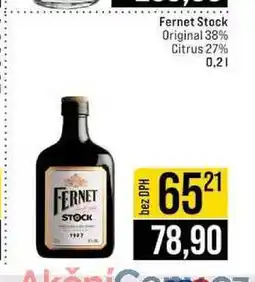 Jip Fernet Stock Original 38% Citrus 27% 0,2l nabídka