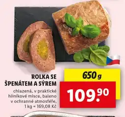 Rolka se špenátem a sýrem
