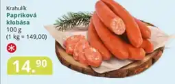 Potraviny CZ Papriková klobása nabídka