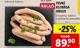 Lidl Pivní klobása argus nabídka