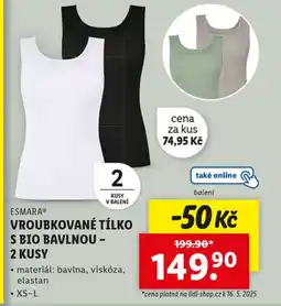Lidl Esmara vroubkované tílko s bio bavlnou - 2 kusy nabídka