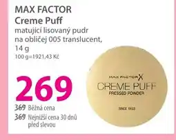Hebe MAX FACTOR Creme Puff matující lisovaný pudr na obličej 005 translucent nabídka