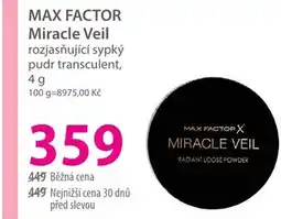 Hebe MAX FACTOR Miracle Veil rozjasňující sypký pudr transculent nabídka