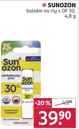 Rossmann SUNOZON balzám na rty s OF 30 nabídka