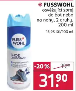 Rossmann FUSSWOHL osvěžující sprej do bot nebo na nohy nabídka