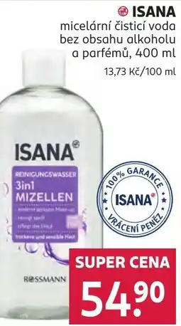 Rossmann ISANA micelární čisticí voda bez obsahu alkoholu a parfémů nabídka