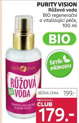 Rossmann PURITY VISION Růžová voda BIO regenerační a vitalizující péče nabídka