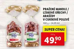Lidl Pražené mandle / lískové ořechy / arašídy v cukrové polevě nabídka