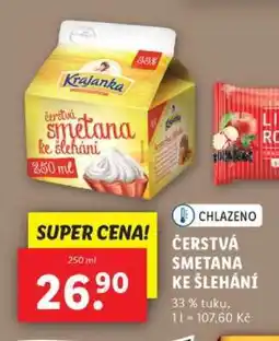 Lidl Krajanka ČERSTVÁ SMETANA KE ŠLEHÁNÍ nabídka