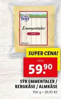 Lidl Sýr Emmentaler / Bergkäse / Almkäse nabídka