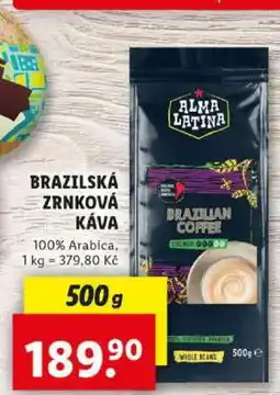 Lidl ALMA LATINA Brazilská zrnková káva nabídka