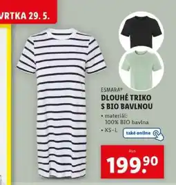 Lidl ESMARA DLOUHÉ TRIKO S BIO BAVLNOU nabídka