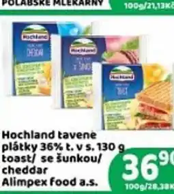 Hochland tavené plátky 36% t. v s. 130 g. toast/ se šunkou/ cheddar