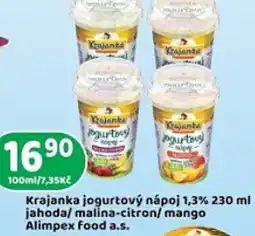 Brněnka Krajanka jogurtový nápoj 1,3% 230 ml jahoda/ malina-citron/mango nabídka