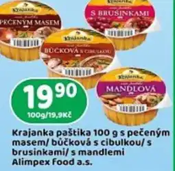 Brněnka Krajanka paštika s pečeným Rougette smetanový sýr na gril 55% t. vs. masem/ bůčková s cibulkou/s nabídka