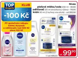 TOP drogerie Nivea pleťové mléko/voda nabídka