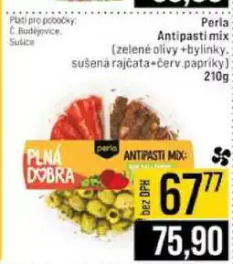 Jip Perla Antipasti mix zelené olivy +bylinky 210g nabídka