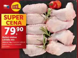 Lidl Kuřecí stehna a křídla mix, cena za 1 kg nabídka