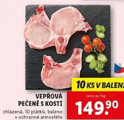 Lidl VEPŘOVÁ PEČENĚ S KOSTÍ chlazená, 10 plátků, cena za 1 kg nabídka