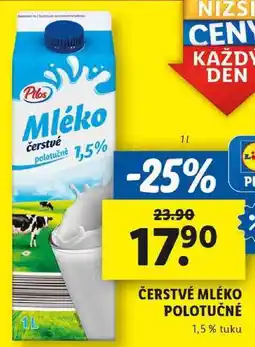 Lidl ČERSTVÉ MLÉKO POLOTUČNÉ 1,5%, 1 l nabídka