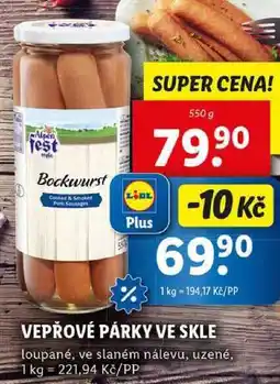 Lidl VEPŘOVÉ PÁRKY VE SKLE, 550 g nabídka