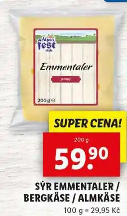 Lidl SÝR EMMENTALER/BERGKÄSE/ALMKÄSE, 200 g nabídka