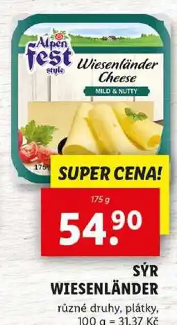Lidl SÝR WIESENLÄNDER, 175 g nabídka